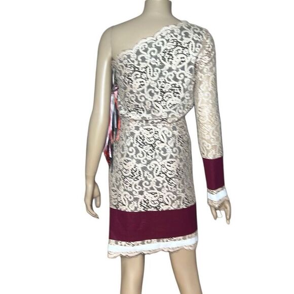 NWT MSGM One-Shoulder Lace Beige Dress (018) - Picture 8 of 16